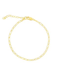 This dainty paper clip bracelet is so cute, you'll never want to take it off! Add it to your stack and you're sure to get some compliments. Details 14k gold fill 6" with 1" extension chain Chic Paperclip Bracelet With Adjustable Oval Link, Chic Paperclip Chain Link Bracelet With Adjustable Chain, Trendy Paperclip Chain Bracelet, Trendy Paperclip Bracelet With Oval Links, Paperclip Bracelet With Box Chain As A Gift, Trendy Paperclip Cable Chain Bracelet, Trendy Oval Link Paperclip Chain Bracelet, Trendy Link Bracelets With Box Chain, Chic Paperclip Chain Bracelet As Gift