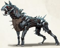 a drawing of a dog with spikes on it's back legs