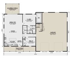 the floor plan for a two story house with an attached garage and living room area