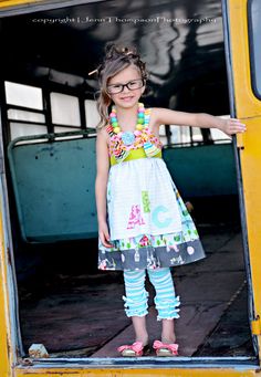 Gumballs School Day Apron Knot Dress by LavenderBirdCreation, First Day Of Kindergarten Outfit, Kindergarten Outfit, First Day Of Kindergarten, Ruffle Leggings, First Day Of School Outfit, Kids Couture, Girls Boutique, Preschool Outfits