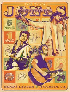 a poster with two men playing guitars and singing