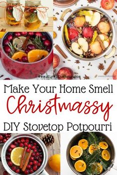 christmas diy stovetop potpour with apples, oranges and cranberries