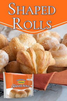 Rhodes Dinner Rolls in a basket with an a orange napkin. Some rolls have sesame seeds, some are butterflake rolls and swirl rolls. Rhodes Turkey Shaped Rolls, Turkey Shaped Rolls, Thanksgiving Rolls Easy, Cinnamon Rolls Using Rhodes Bread Dough, Frozen Rolls Recipes Rhodes Bread, Bread Sticks From Frozen Bread Dough Rhodes Rolls, Cinnamon Rolls Using Rhodes Frozen Bread