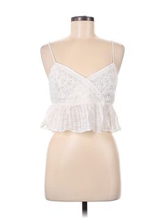 American Eagle Outfitters Sleeveless Blouse Size: Medium Tops - used. 100% COTTON | American Eagle Outfitters Sleeveless Blouse: White Tops - Size Medium Cami Vest Blouse For Vacation, Fitted Sleeveless Top For Vacation, Fitted Sleeveless Vacation Blouse, Sleeveless Ruffle Crop Top For Vacation, Sleeveless Ruffled Crop Top For Vacation, Vacation Sleeveless Ruffled Camisole, White Sleeveless Blouse, Blouse White, White Sleeveless