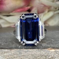 Sapphire Engagement Ring Emerald Cut, Pink Sapphire Pendant, Blue Sapphire Engagement Ring, September Birthstone Jewelry, Blue Sapphire Ring, Gold Statement Ring, Emerald Engagement Ring Cut, Sapphire Engagement Ring Blue, Sapphire Wedding