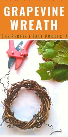 a grapevine wreath with scissors on it and the words how to make a grapevine wreath