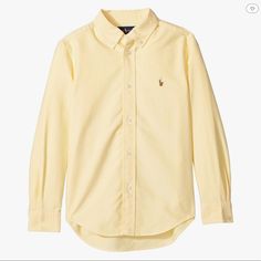 Ralph Lauren Oxford Sport Shirt, Yellow, Kids Size 8-10, Fits Like Women Xs. New With Tags! Cotton Long Sleeve School Shirt, Classic Cotton School Shirt, Long Sleeve Summer School Tops, Long Sleeve Tops For School In Summer, Classic Summer School Tops, Long Sleeve Summer Tops For School, Preppy Long Sleeve Cotton Shirt, Long Sleeve Summer School Shirt, Classic Shirt For School In Spring