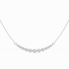 1 ctw Round Lab Grown Diamond Curved Center Fashion Necklace 14K White Gold, FG, SI1 Luxury Silver Station Necklace For Anniversary, Everyday Diamond Necklace, John Hardy Jewelry, John Hardy, T Shirt And Jeans, Work Looks, Cute Jewelry, Long Necklace, Jewelry Inspiration