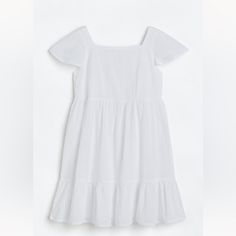 Lined White Eyelet Tiered Dress. Never Worn. Perfect For Summer Size 20 (14y+). Measurements In Picture And Can Be Worn As A Small Or Medium. Casual H&m Dresses With Ruffles, Casual Broderie Anglaise Mini Dress For Day Out, White Ruffled Dresses By H&m, White Ruffled H&m Dresses, H&m White Ruffled Dresses, H&m Short Sleeve Dresses With Ruffles, White Daytime Dress By H&m, White Daytime Dress From H&m, H&m White Casual Dresses