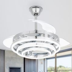 a modern light fixture in a living room