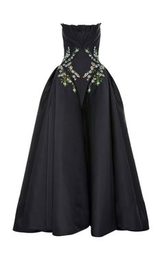 Royal Cocktail Dress, Designer Embroidered Gown, Embroidered Dress Formal, Black Couture Dress, Embroidered Gowns, Katherine Mcphee, Zac Posen Gown, Creative Black Tie, Duchess Dress