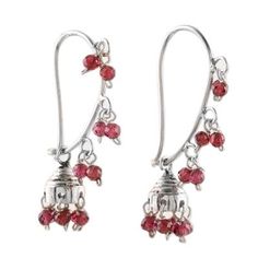 From Alok Jain these delightful garnet earrings are known as jhumki which means hanging earrings in Hindi. The ornate silver chandeliers feature diminutive dancing beads in four tiers. .925 Sterling silver Silver Chandelier, Fair Trade Jewelry, Jhumki Earrings, Sterling Silver Cat, Garnet Jewelry, Rainbow Earrings, Tiny Stud Earrings, Garnet Earrings, Hanging Earrings