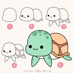 how to draw a turtle step by step for kids and beginners in easy steps