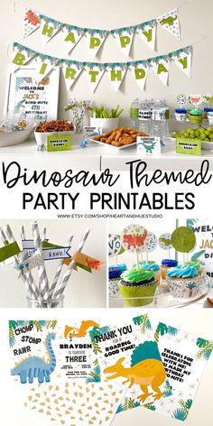 dinosaur themed party printables and decorations