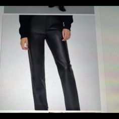 Zara Mom Fit High Waisted Faux Leather Pants. Size 8 Or 29. These Pants Fit True In The Waist And Wider In The Legs. Has Five Pockets And Look Like Nice Quality Leather. Trendy Faux Leather Pants For Business Casual, Trendy Faux Leather Business Casual Pants, Chic Faux Leather Pants For Business Casual, Chic Faux Leather Pants For Formal Occasions, Sleek Faux Leather Pants For Business Casual, Straight Leg Faux Leather Pants For Going Out, Faux Leather Straight Leg Pants For Office, Faux Leather Straight Leg Pants For Going Out, Faux Leather Pants For Night Out In Fall