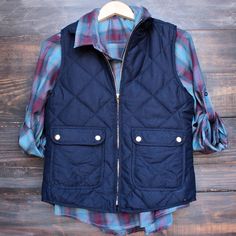 city strut quilted puffer vest - navy Herringbone Quilt, Quilted Puffer Vest, Online Clothing Boutiques, Quilted Vest, Puffer Vest, Sweater Weather, Plaid Shirt, Autumn Winter Fashion, Final Sale