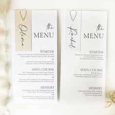 two menu cards with the names of different restaurants