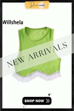 Women Fashion Camis with Beading Hem Cropped Sleeveless Vest Vintage O Neck Female Chic Lady Crop Tank Tops Green Tank Vest For Summer, Green Sleeveless Vest For Spring, Green Stretch Summer Vest, Green Sleeveless Top Vest For Summer, Green Sleeveless Crop Top For Spring, Sleeveless Green Crop Top For Spring, Sleeveless Cotton Crop Top For Party, Trendy Sleeveless Green Vest, Trendy Green Sleeveless Vest