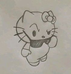 a drawing of a hello kitty with a bow on it's head and eyes