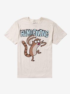 Hamboning will save your life one day! Rep Regular Show with this tee  featuring Rigby hamboning aggressively.100% cottonWash cold; dry lowImportedListed in men'sunisex sizes Regular Show Shirt, Rigby Regular Show, Dory Finding Nemo, 2010s Aesthetic, Hello Kitty House, Emily The Strange, Regular Show, Save Your Life, Felix The Cats