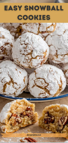 an image of easy snowball cookies on a plate