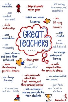 a poster with words that say great teachers