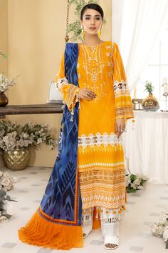 Mirah by Reign D-09 NARANGI Luxury Festive Digital Prints For Women, Luxury Digital Print Dupatta For Festivals, Luxury Women's Festive Digital Prints, Luxury Festive Unstitched Suit With Digital Print, Luxury Blue Lawn Suit With Digital Print, Luxury Festive Dupatta With Digital Print, Luxury Festive Organza Lawn Suit, Luxury Lawn Suit For Festivals, Luxury Festive Printed Lawn Suit