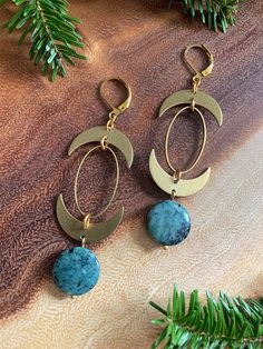 18k gold plated lever back earrings with green zebra jasper and brass. Dangle Earrings With Amazonite And Natural Stones, Dangle Jasper Earrings With Ear Wire, Gold Jasper Jewelry For Jewelry Making, Bohemian Gold Jade Earrings, Adjustable Gold Jasper Jewelry, Handmade Dangle Amazonite Earrings, Handmade Amazonite Dangle Earrings, Handmade Gold Jasper Jewelry, Handmade Jasper Gold Jewelry