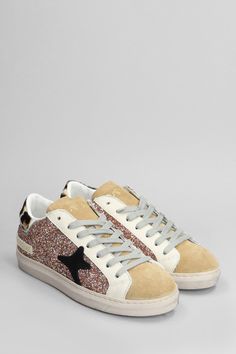 Sneakers in multicolor glitter, round toe, laces, perforated upper toe, side leather logo , suede details, glitter details, rubber sole, 100% leather, Made in Italy Brand Sneakers, Barbour Steve Mcqueen, Luxury Sneakers, Marine Serre, Sneaker Wedge, Leather Logo, Sneaker Brands, Yoga Wear, Sneaker Shopping