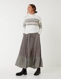 This pretty Fair Isle jumper is ready to turn heads this season. Supersoft, comfortable and oh-so easy to throw on, it's finished with a sweet scallop neck trim for the perfect finishing touch. Whatever you wear it with, it's guaranteed to flatter. Sweaters With Skirts, Fair Isle Jumper, Striped Socks, Fair Isle Sweater, Knitwear Women, Fair Isle, Kids Clothing, Clothing And Accessories