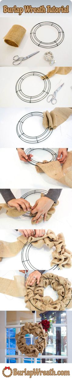 the process of making an art project with paper and scissors, including strips of fabric