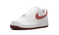 The Women’s Nike Air Force 1 “White/Adobe” is a women’s-exclusive colorway of the classic sneaker with a clean two-tone look.  The “White/Adobe” AF1 features a white leather construction and Adobe-colored suede on the Swoosh and “Nike Air” branded heel tab.  The red hue also appears on the “Nike Air Force 1” detailing on the tongue tag.  An “Air” logo is incorporated into the design of the lateral heel of the white rubber midsole.  A darker red rubber outsole completes the design.  Release date: Nike Air Force 1 White, Air Force 1 White, Air Logo, Stadium Goods, Classic Sneakers, Nike Air Force 1, Air Force 1, Nike Air Force, White Leather