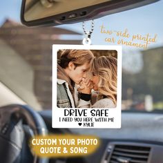 a couple kissing in the back seat of a car with text saying drive safe i need you here with me