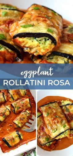 eggplant rollatini with tomato sauce and zucchini