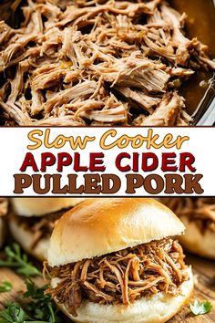 slow cooker apple cider pulled pork is an easy and delicious appetizer