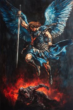 Trad West, Archangel Tattoo, Falsely Accused, Biblical Artwork, Heaven Art, Bible Illustrations, Jesus Christ Art, San Michele