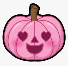 a pink pumpkin with hearts on it's face