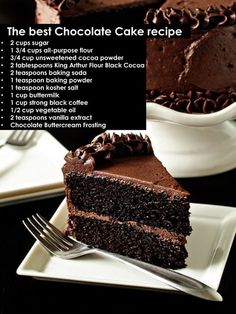 the best chocolate cake recipe is shown on a plate