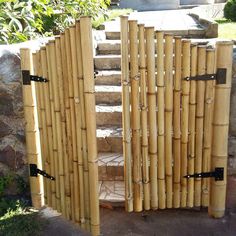 a set of steps made out of bamboo sticks