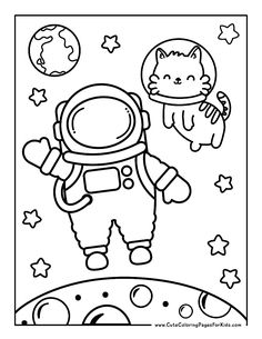 an astronaut is standing on the moon with his cat