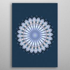 a blue and white circular design on a dark background with space for text or image