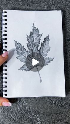 a drawing of a leaf being held up by someone's hand with a marker