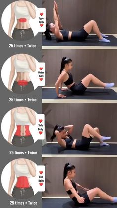 a woman is doing exercises on her stomach and back with the instructions to do it