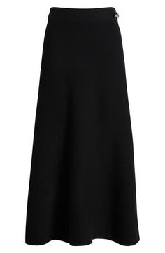 The label's focus on premium materials shines through the rich wool blend of this midi sweater-skirt designed in a relaxed silhouette and detailed with a gleaming button at the side. 32 1/2" length (size Small) Side button closure 66% wool, 17% polyamide, 15% acrylic, 2% elastane Dry clean Imported Midi Sweater Skirt, Skirt Design, Nordstrom Store, Black Fits, Sweater Skirt, Rag & Bone, Focus On, Wool Blend, Midi Skirt