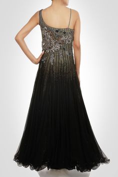 This black color stunning gown is in net fabric having desinger fabric on yoke which is embellished with handwork. Inner layer of net is of satin silk fabric. L Designer Gown, Net Fabric, Stunning Gowns, South Asian, Satin Silk, Designer Gowns, Halter Formal Dress, Silk Satin, Silk Fabric