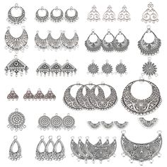 PRICES MAY VARY. ❤[1 BOX 48PCS 12 STYLE ALLOY LINKS CHARMS]: Totally 48pcs 12 different styles tibetan style alloy chandelier components links, 4pcs/style, with common metal colors: silver, suitable for most jewelry making crafts. ❤[SIZE]: Tibetan style chandelier component links charms about 27x18x3.5mm(1x0.7x0.1inch), hole: 1.5mm; Box about 10.8x7.4x1.8cm. ❤[GOOD QUALITY ALLOY MATERIAL]: Component connector charms are made of alloy with high quality, has beautiful metal luster, not easy to cha Charms For Jewelry Making, Jewelry Making Kit, Making Crafts, Jewelry Making Charms, Sweater Chain, Sweet Gifts, Diy Charms, Earring Findings, Diy Earrings