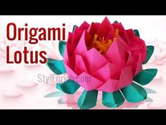 an origami lotus flower is displayed on a white background with the words, origami lotus