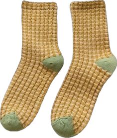 aesthetic plaid pattern socks, grid print socks, cute socks, yellow socks, cozy socks boogzel Casual Beige Knitted Socks, Trendy Yellow Winter Socks, Trendy Yellow Socks, Comfortable Yellow Winter Socks, Y2k Socks, Socks Y2k, Aesthetic Plaid, Aesthetic Socks, Yellow Socks