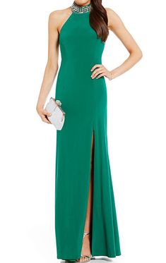 MACloth Halter High Neck Prom Dress Green Jersey Formal Evening GownSilhouette: Sheath Neckline: High Neck Waist: Nature Hemline/Train: No Train Sleeve Length: Sleeveless Embellishments: Crystals Back Details: Zipper Fully Lined: Yes Built-In Bra: Yes Boning: Yes Fabric: Jersey Shown Color: Green Bodice Color : Green Occasion: Wedding, Party, Evening, Prom Prom Dress Green, Boho Prom Dress, High Neck Prom Dress, Wedding Ceremony Ideas, Attractive Dresses, Prom Dresses Simple, Formal Evening Gown, Green Jersey, Gold Prom Dresses