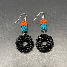 Crochet Circle Earrings by Sher Berman (Silver Earrings) | Artful Home Handmade Black Beaded Small Hoop Earrings, Handmade Black Circular Jewelry, Black Beaded Small Hoop Earrings As Gift, Handmade Black Round Earrings, Crochet Circle, Crochet Circles, Artful Home, A Circle, Circle Earrings